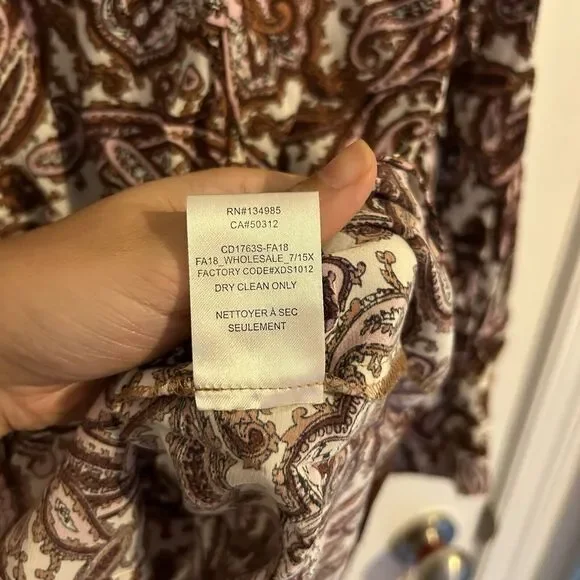 For Love and Lemons Romy Dress Paisley Brown Pink White Ruffle Long Sleeve Mini - Picture 9 of 12